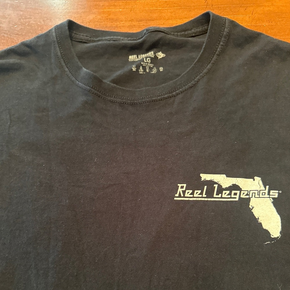Reel Legends T-Shirt Mens LG Black Good Tarpon Florida Sportfishing Graphic Tee